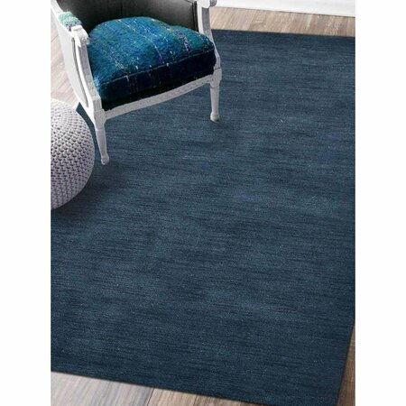 GLITZY RUGS 5 x 8 ft. Hand Knotted Gabbeh Wool Solid Rectangle Area Rug, Blue UBSL00111L0003A9
